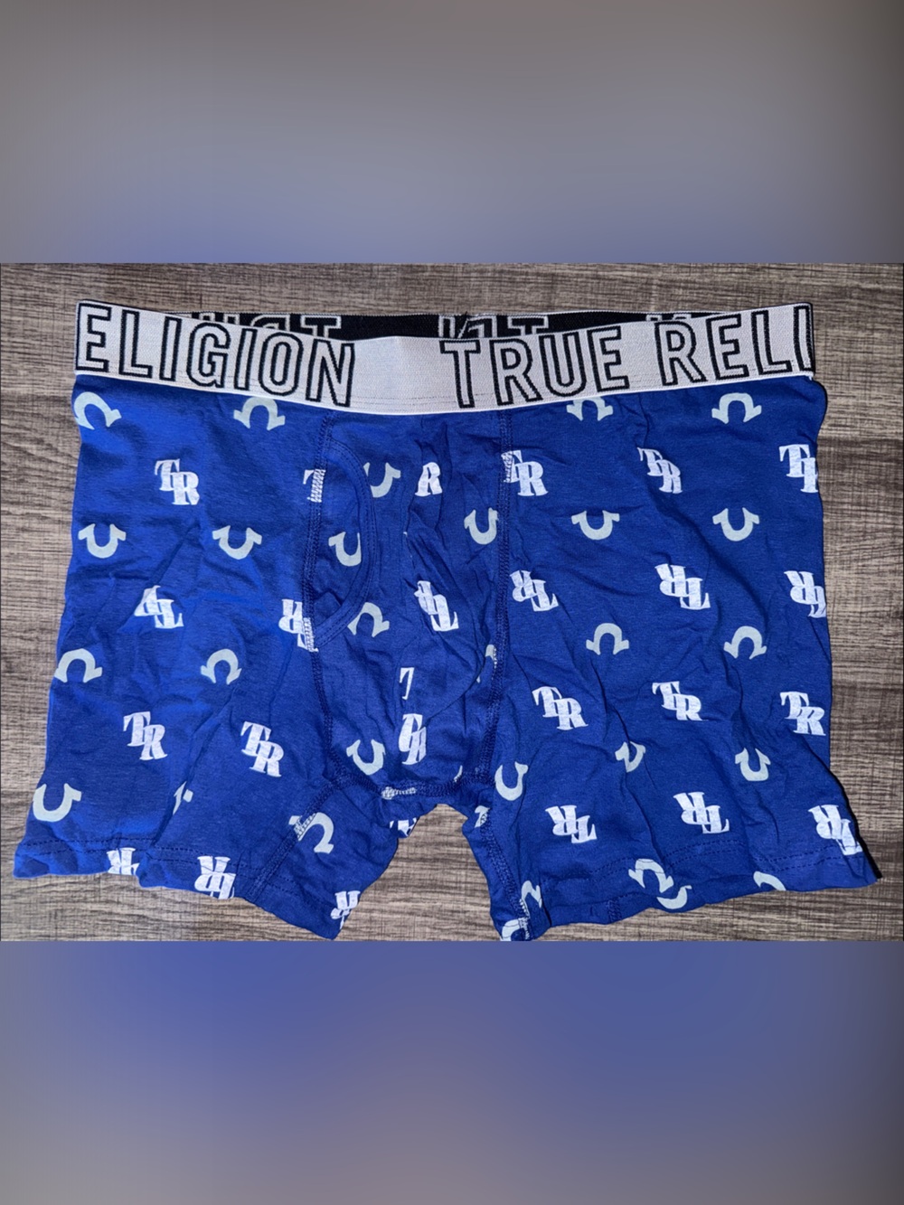 True Religion Men’s Royal Blue Logo Boxer Briefs with White Accents